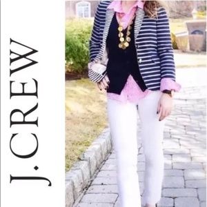J. Crew Linen School Boy Nautical Stripe Jacket Blazer academic Beach Classic 8